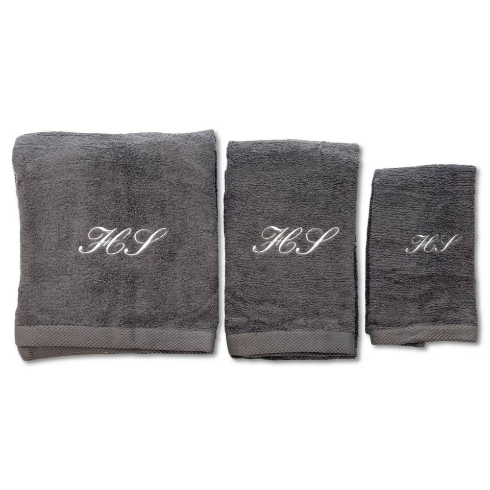 Set 3 asciugamani 500 gr Melodie grigio fumo personalizzato