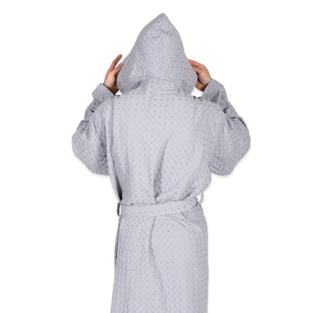 Accappatoio nido d' ape relax con cappuccio grigio
