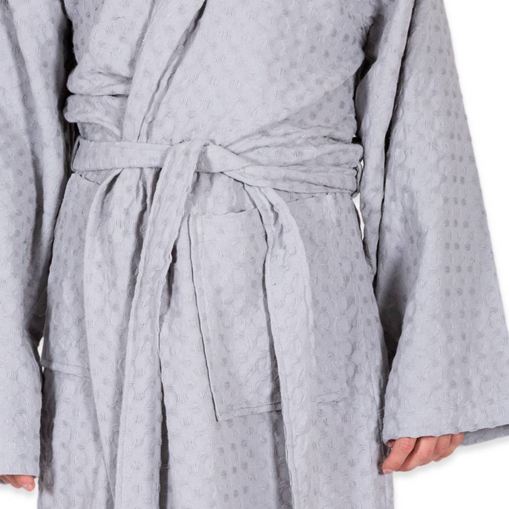 Accappatoio nido d' ape relax con cappuccio grigio