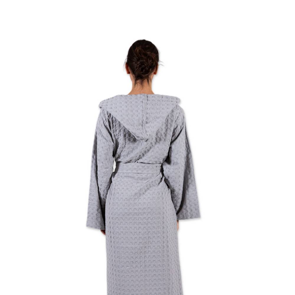 Accappatoio nido d' ape relax con cappuccio grigio