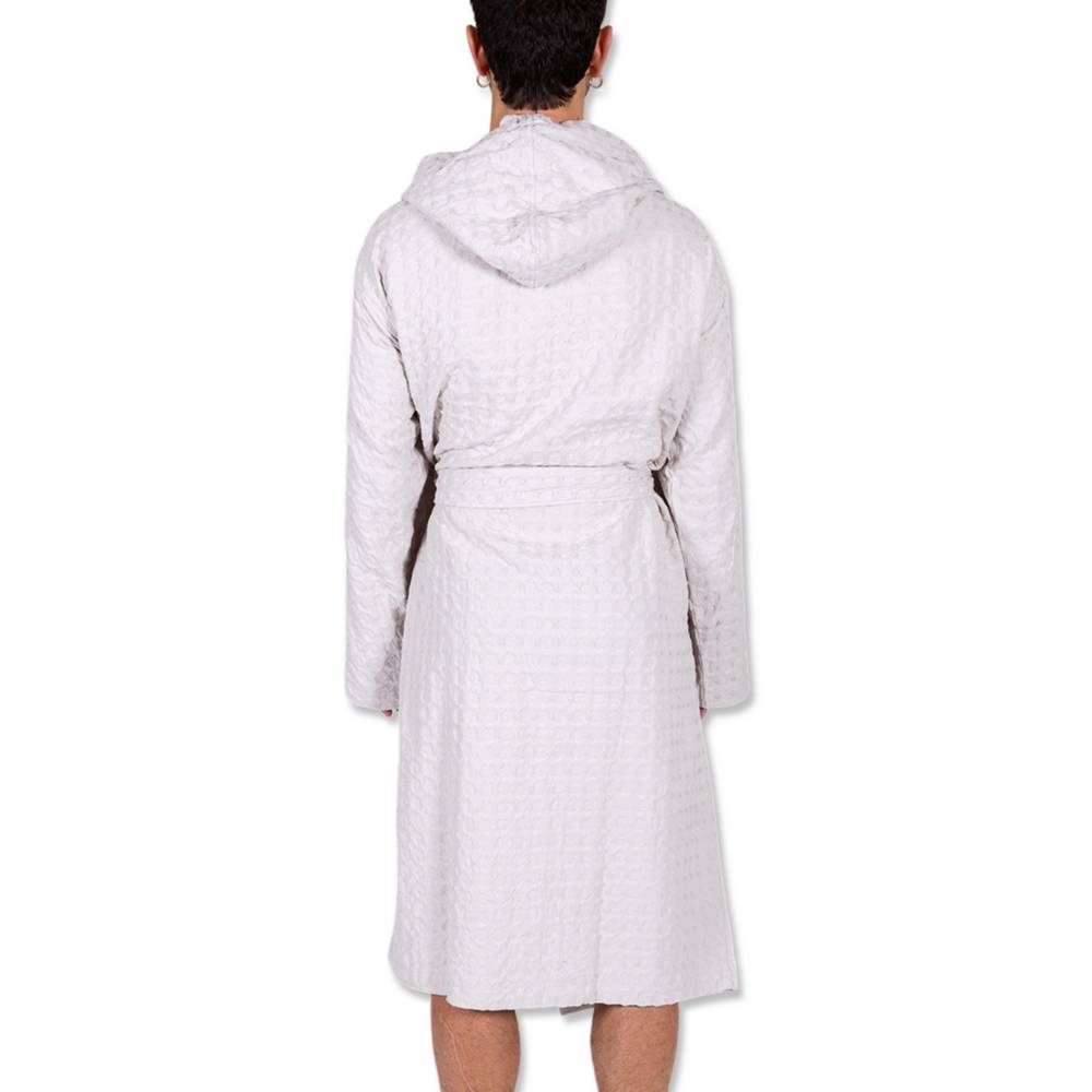 Accappatoio nido d' ape relax con cappuccio tortora