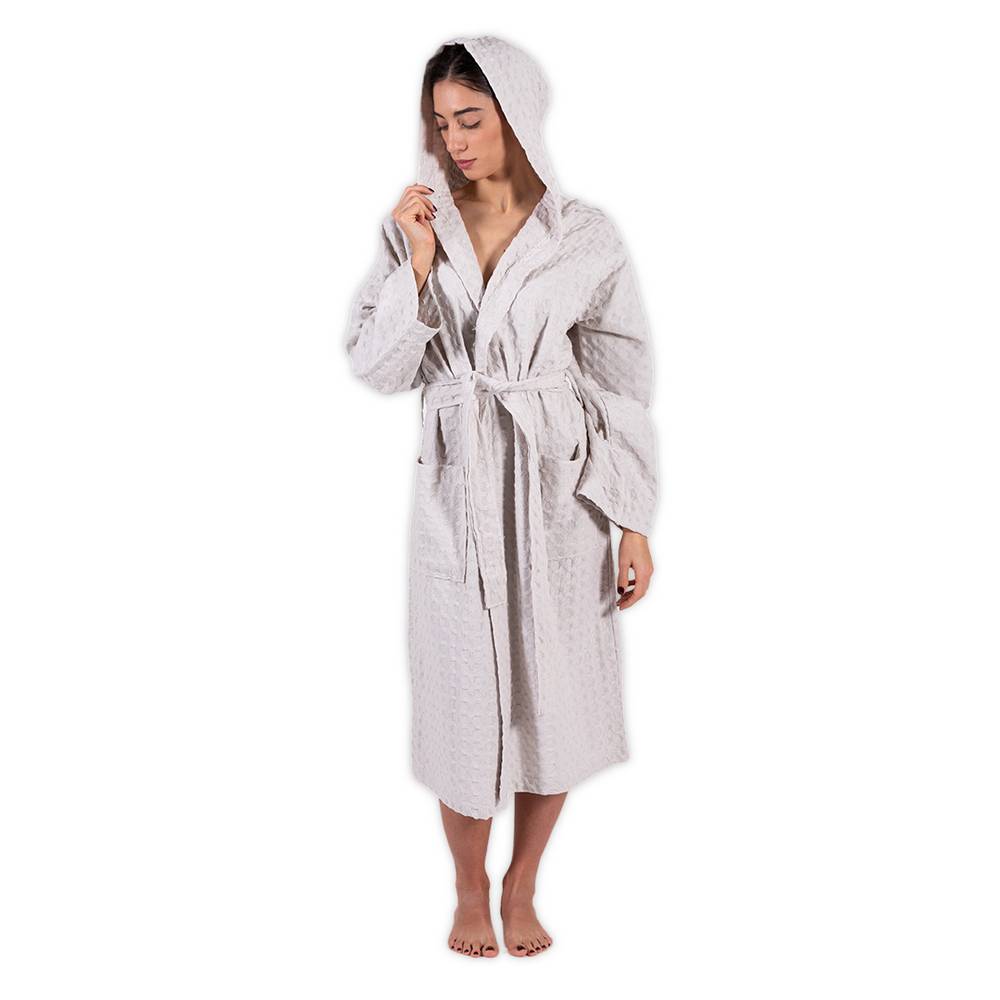 Accappatoio nido d' ape relax con cappuccio tortora