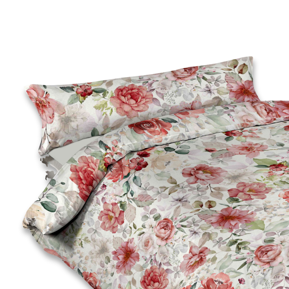 Lenzuolo copriletto con balza stampa digitale Rose