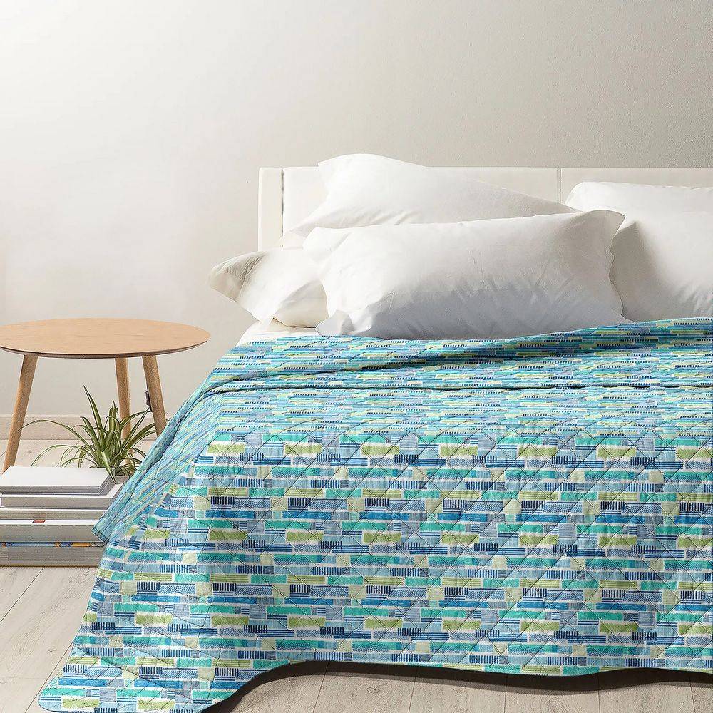 Trapuntino mezzastagione Mosaico azzurro 13 matrimoniale