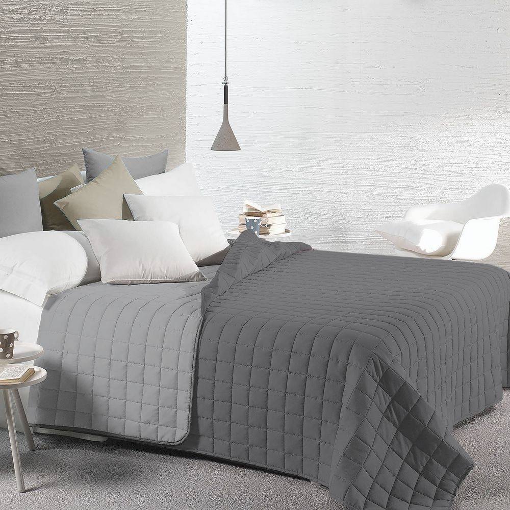 Trapuntino mezzastagione bicolor Grigio-Antracite matrimoniale