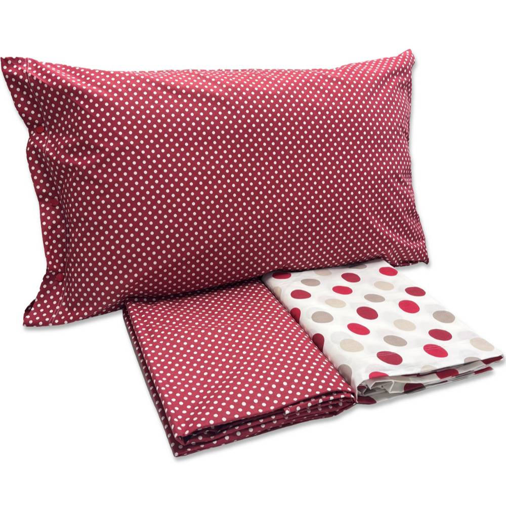 Completo Lenzuola Pois rosso singolo