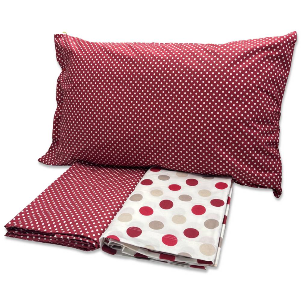 Completo Lenzuola Pois rosso singolo