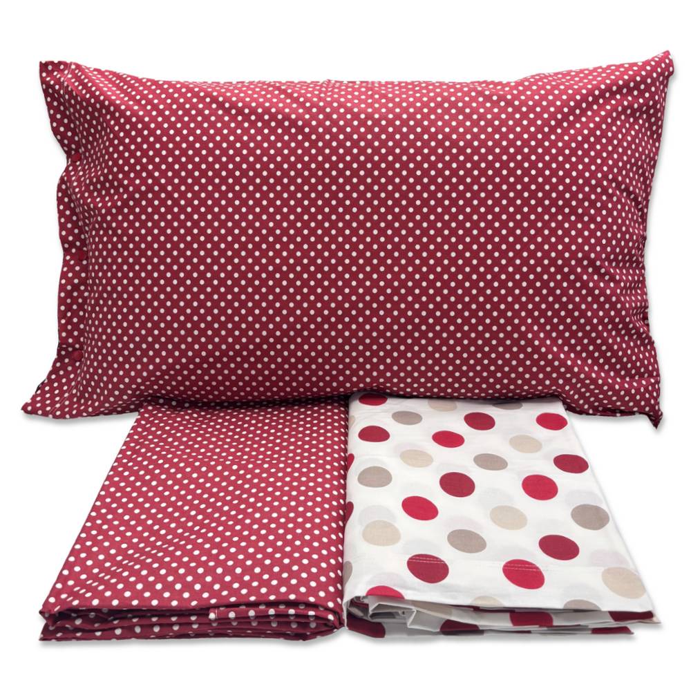 Completo Lenzuola Pois rosso matrimoniale