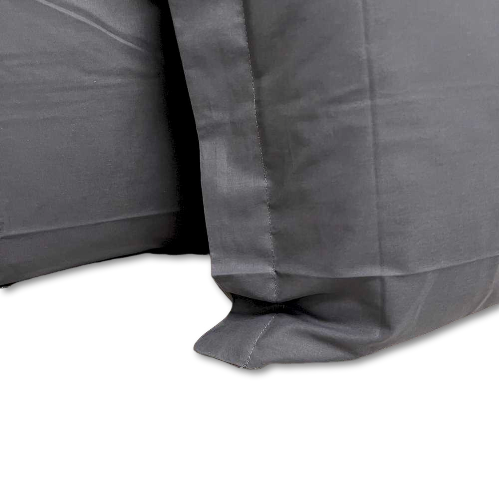 Coppia Federe con volant grigio piombo