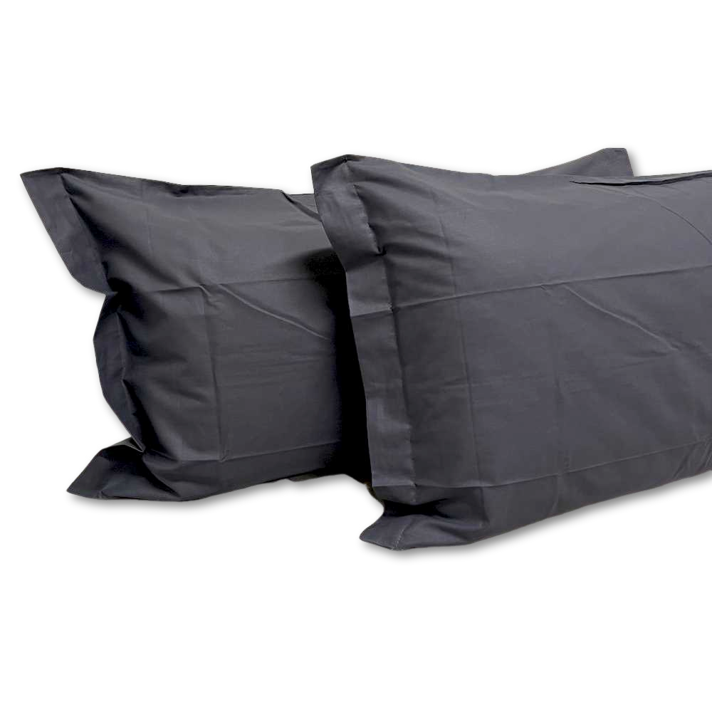 Coppia Federe con volant grigio piombo