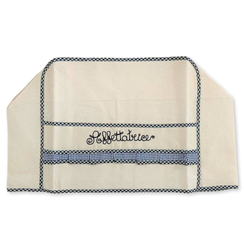 Copriaffettatrice ricamato blu grande