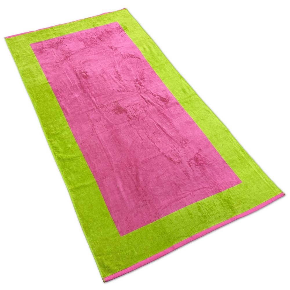 Telo Mare Spugna Velour Versilia Fucsia/Verde 90 x 170 Personalizzato