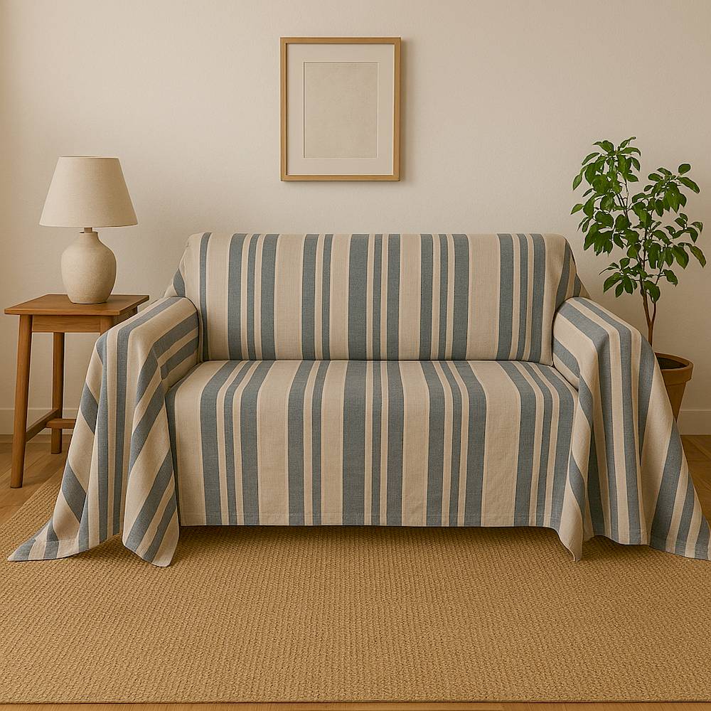 Telo copridivano copritutto Vela riga blu 260 x 280