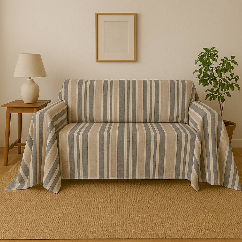 Telo copridivano copritutto Vela riga grigio 280 x 450