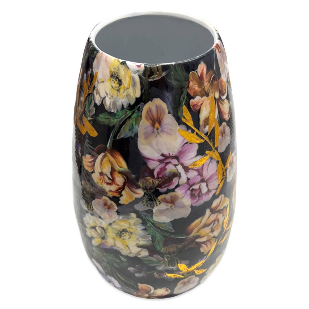 Vaso in Metallo decorato Nero 18 x 18 x 30 H. cm