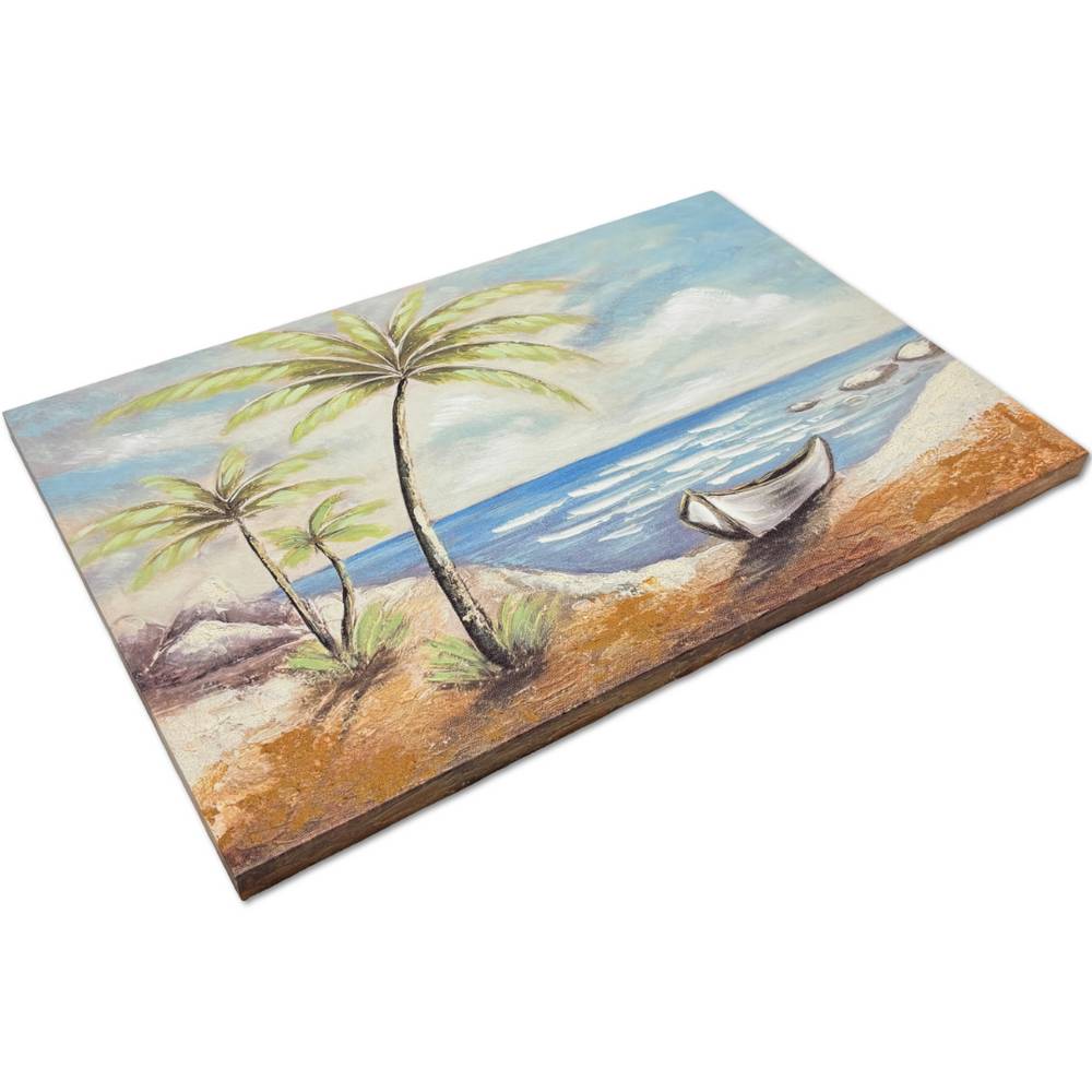 Quadro in Canvas Dipinto Barca in legno sulla spiaggia 40 x 60