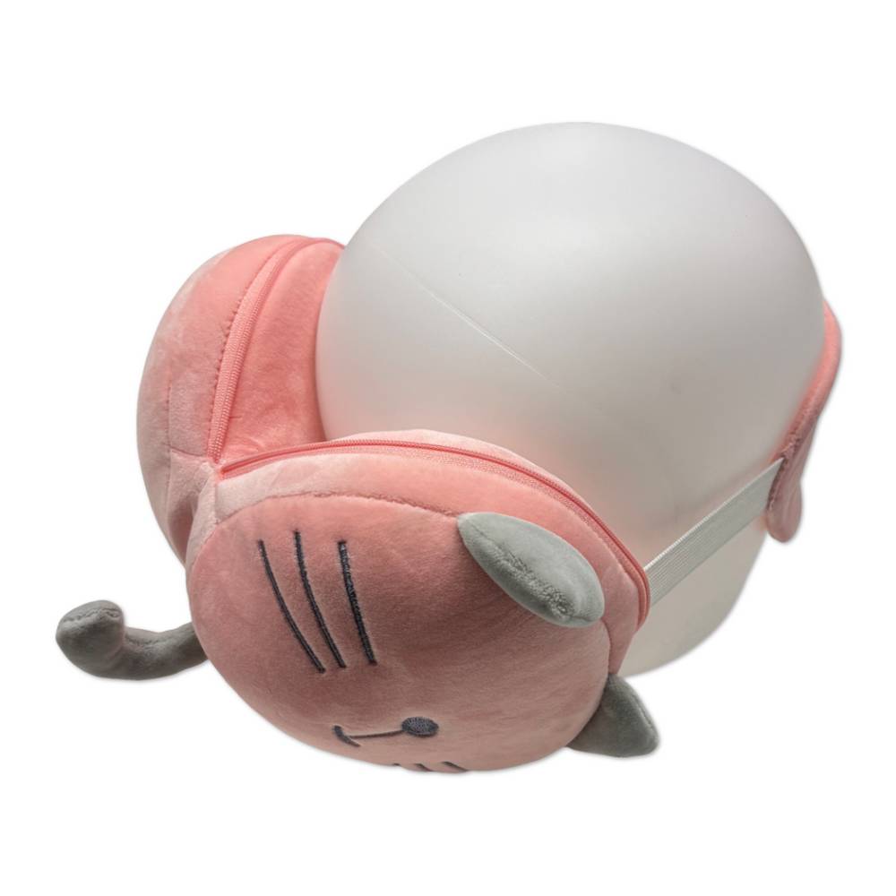 Maschera da viaggio con peluches 2 in 1 Micetto rosa