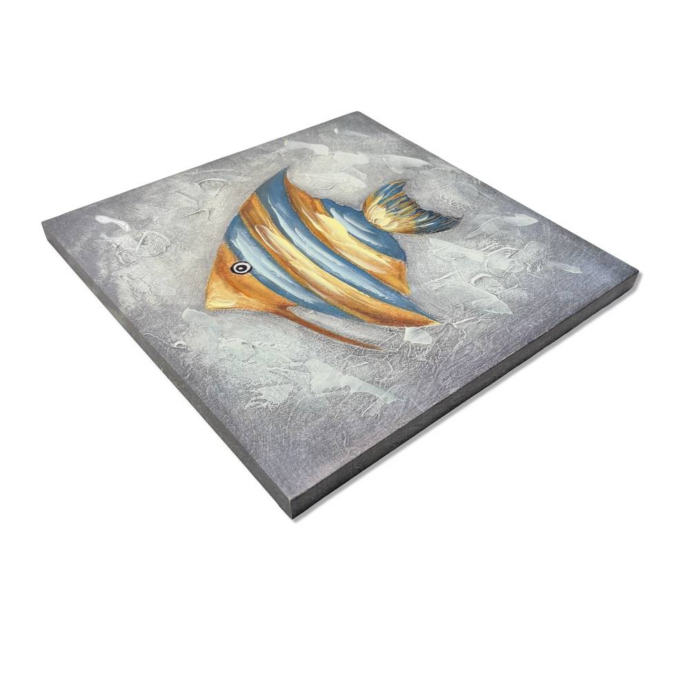 Quadro in Canvas Dipinto Pesciolino giallo e azzurro