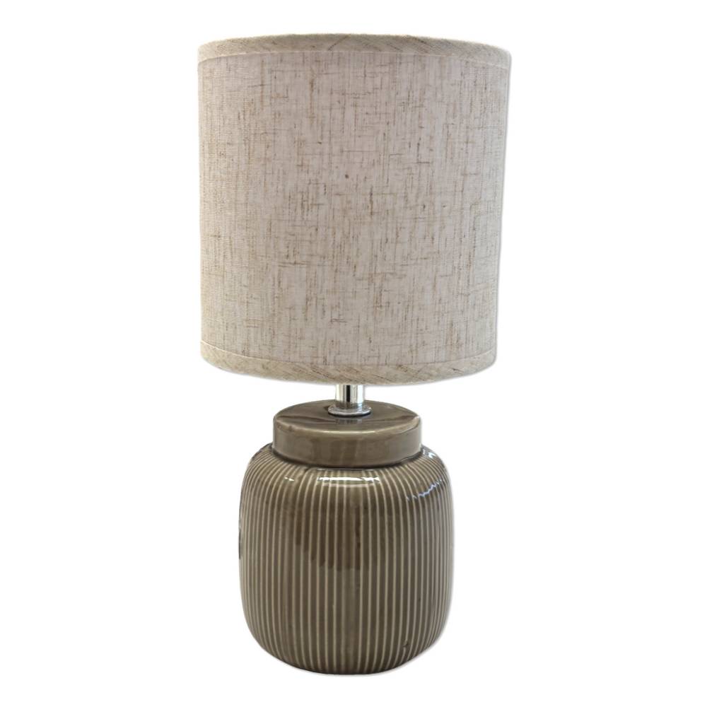 Lampada rigata in ceramica marrone