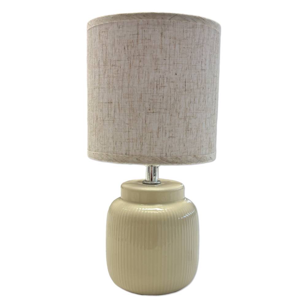 Lampada rigata in ceramica beige
