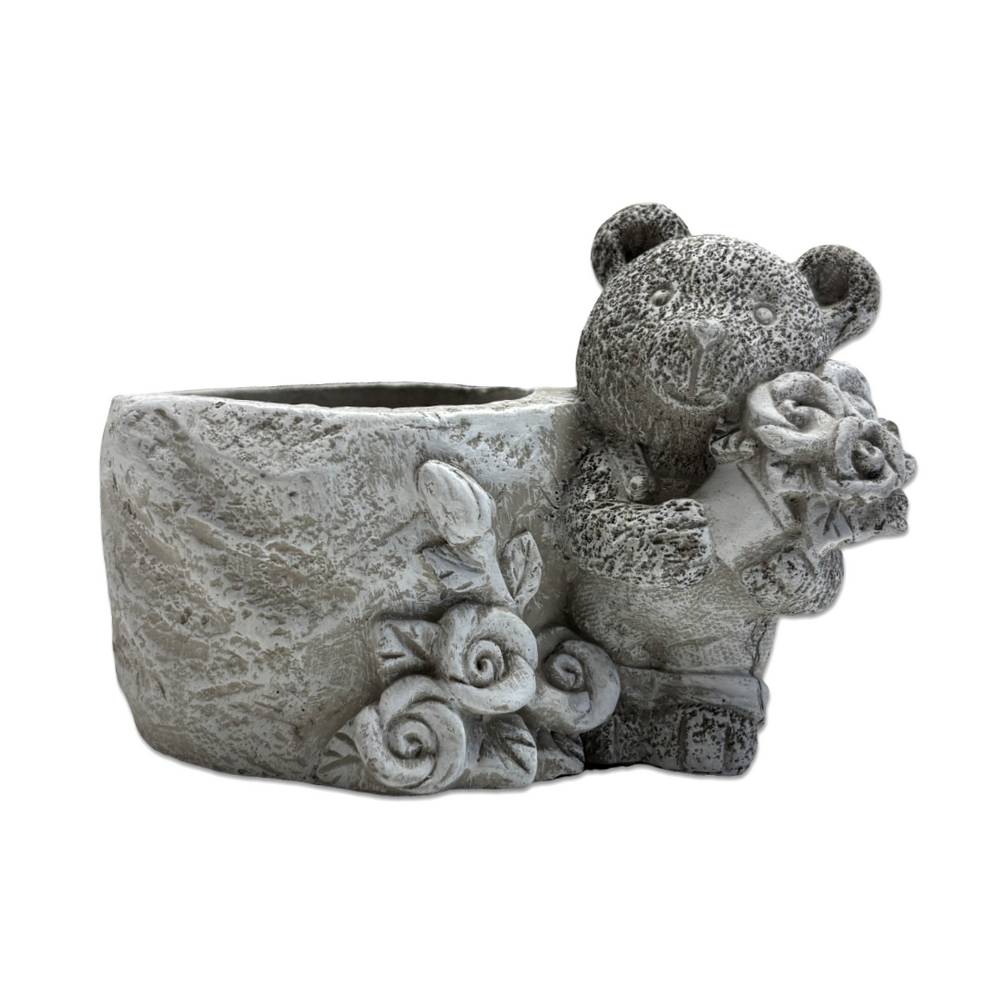 Vaso in cemento Serpa Orsetto con fiori