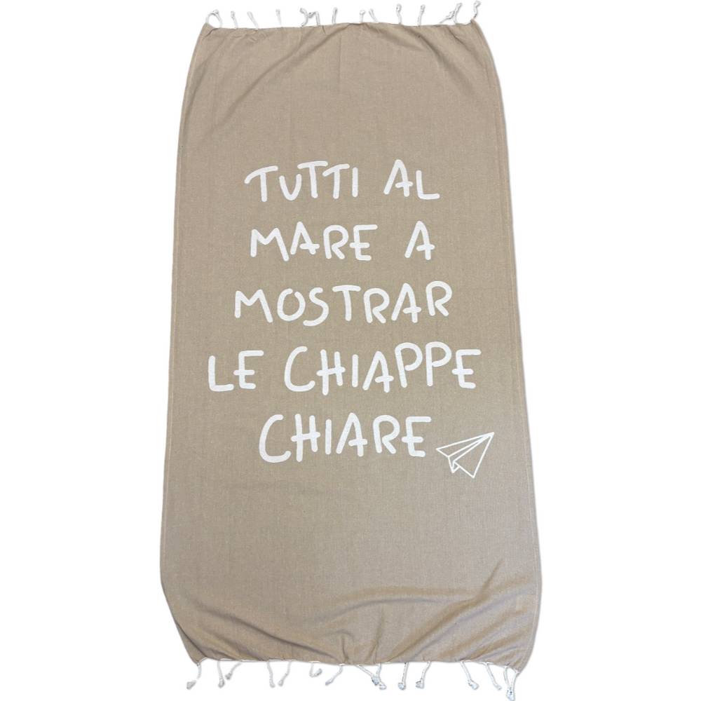 Pochette + fouta Tutti al mare beige 90 x 180