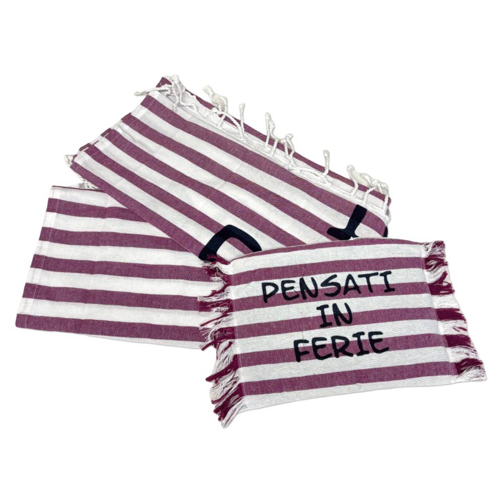 Pochette + fouta Pensati in ferie lilla 90 x 180