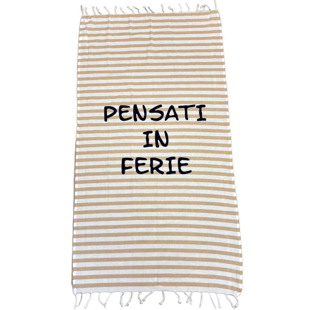 Pochette + fouta Pensati in ferie beige 90 x 180