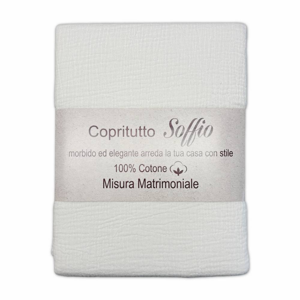 Copritutto cotone organzato Stone whashed Soffio Bianco 150 x 200