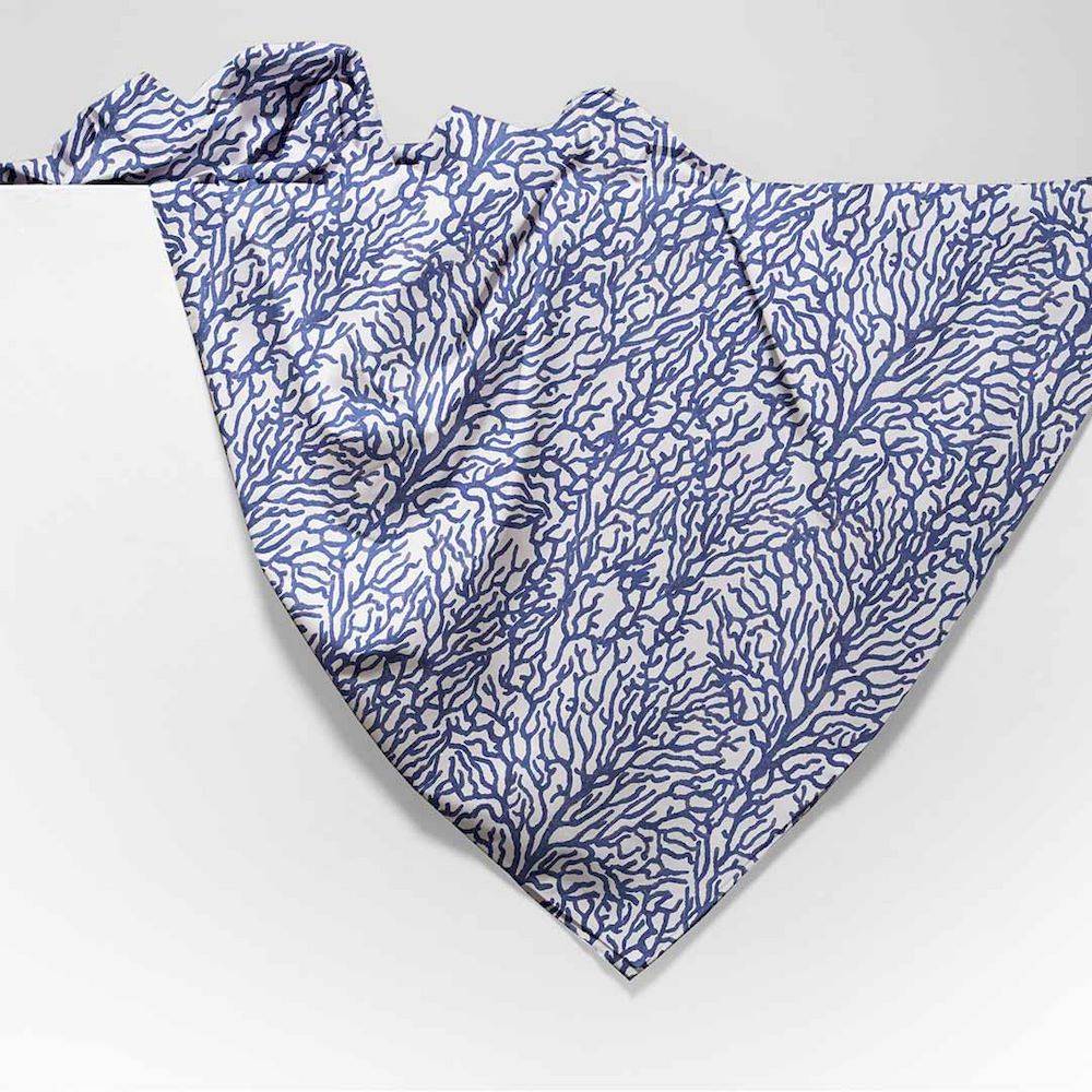 Copritutto Foulard cotone leggero Mersin corallo blu 170 x 295