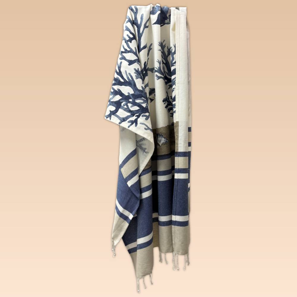 Fouta Telo Mare Corallo blu 100 x 200