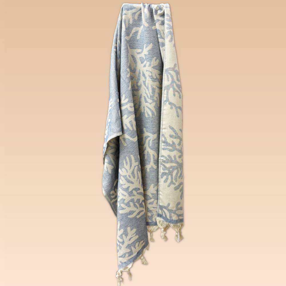Fouta telo mare jacquard Kor coralli blu 90 x 170