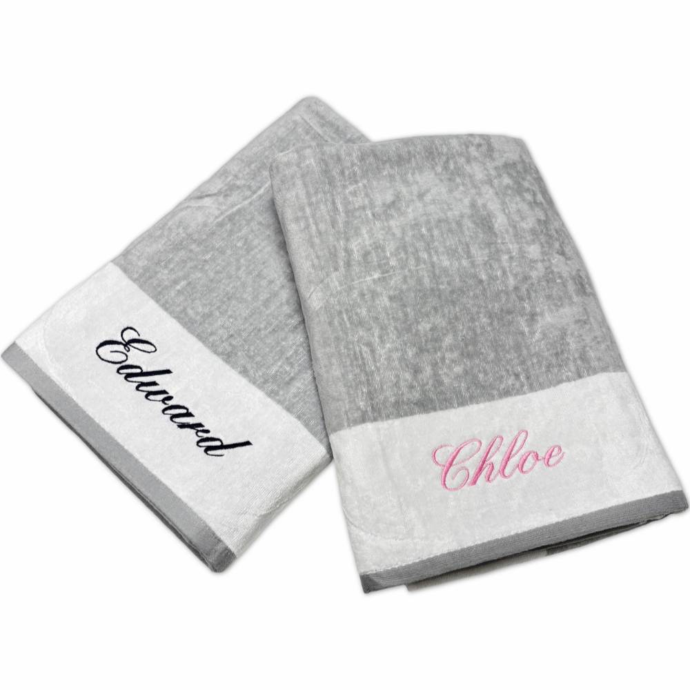 Telo Mare Spugna Velour Versilia Grigio 90 x 170 Personalizzato