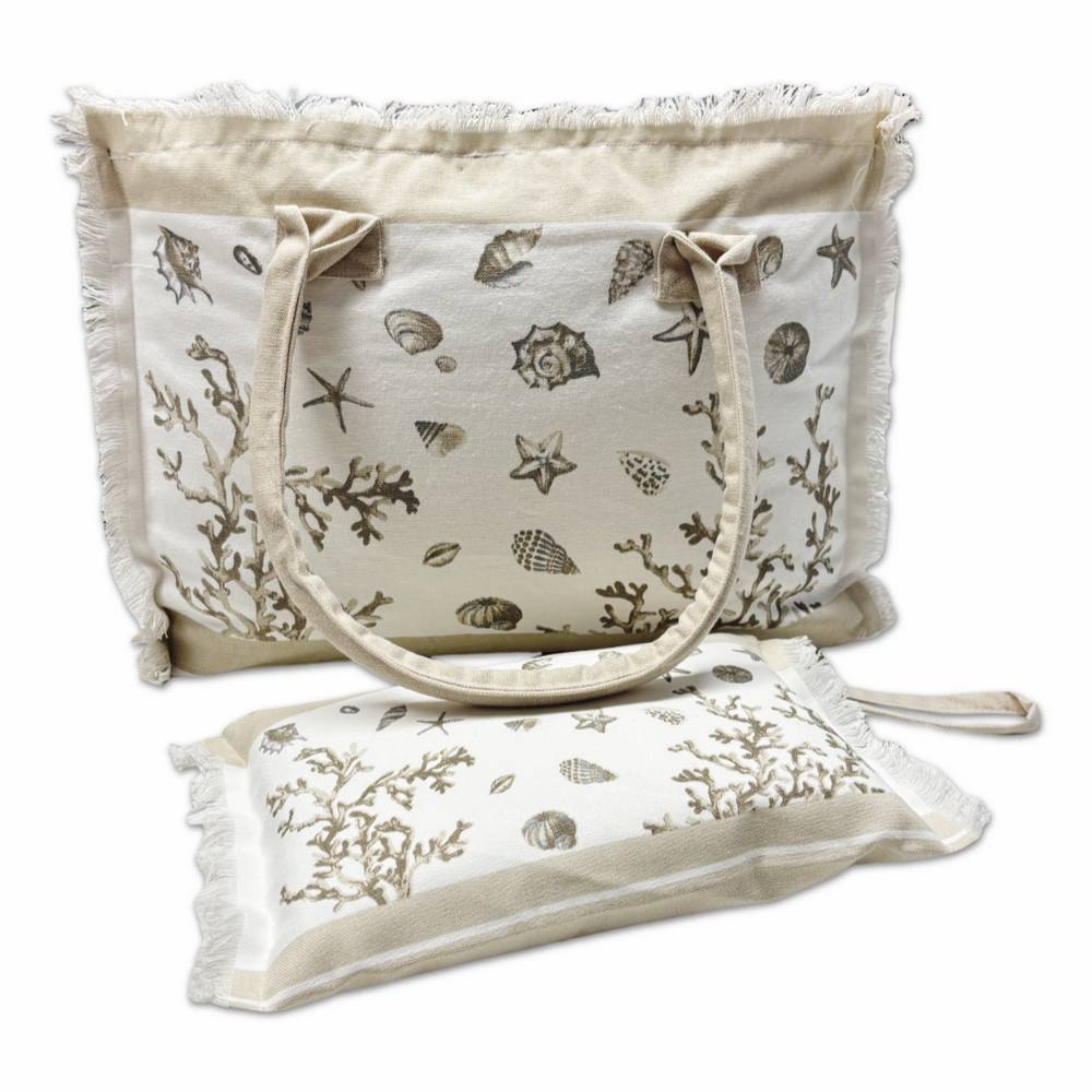 Borsa Mare + Pochette Corallo Tortora