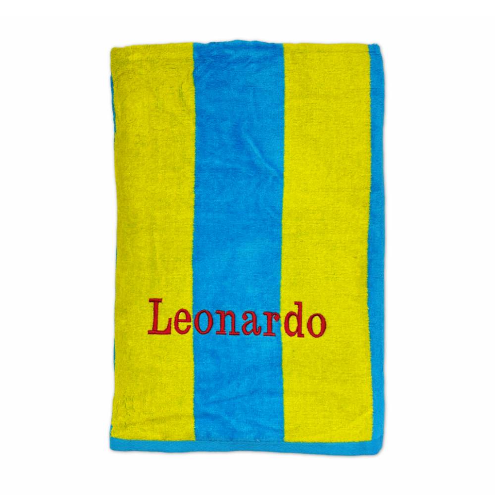 Telo Mare Spugna Velour Marina Blu/Giallo 90 x 170 Personalizzato