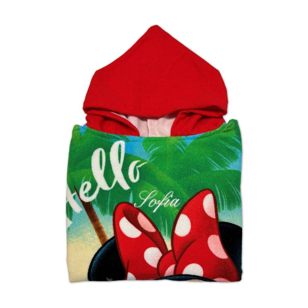 Poncho-Telo Mare Microfibra Disney Minnie Personalizzato