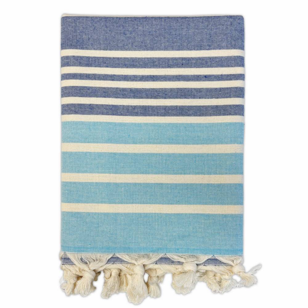 Fouta telo mare doppiato jacquard Lain righe azzurre 90 x 170 Personalizzato