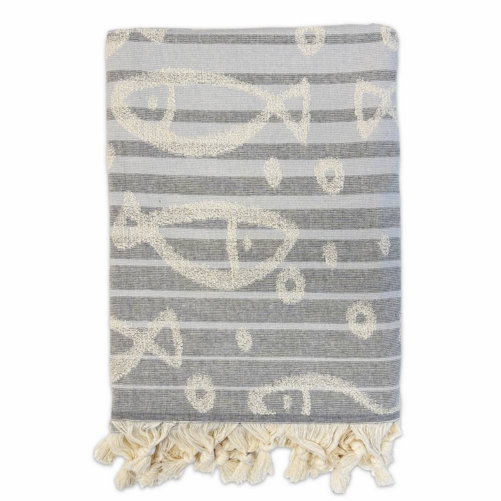Fouta telo mare doppiato jacquard Sed pesciolini blu 90 x 170 Personalizzato