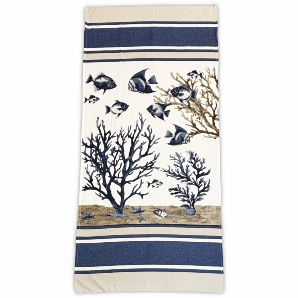 Fouta Telo Mare Corallo blu 100 x 200 Personalizzato