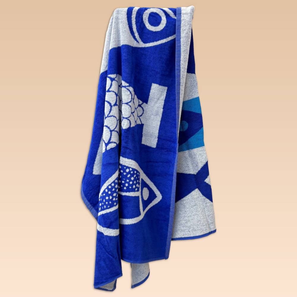 Telo Mare Spugna Velour Lipari pesciolini 90 x 165 Personalizzato