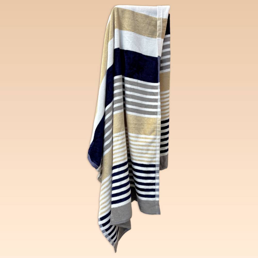 Telo Mare Spugna Multistripe Caorle Blu Navy 90 x 165 Personalizzato