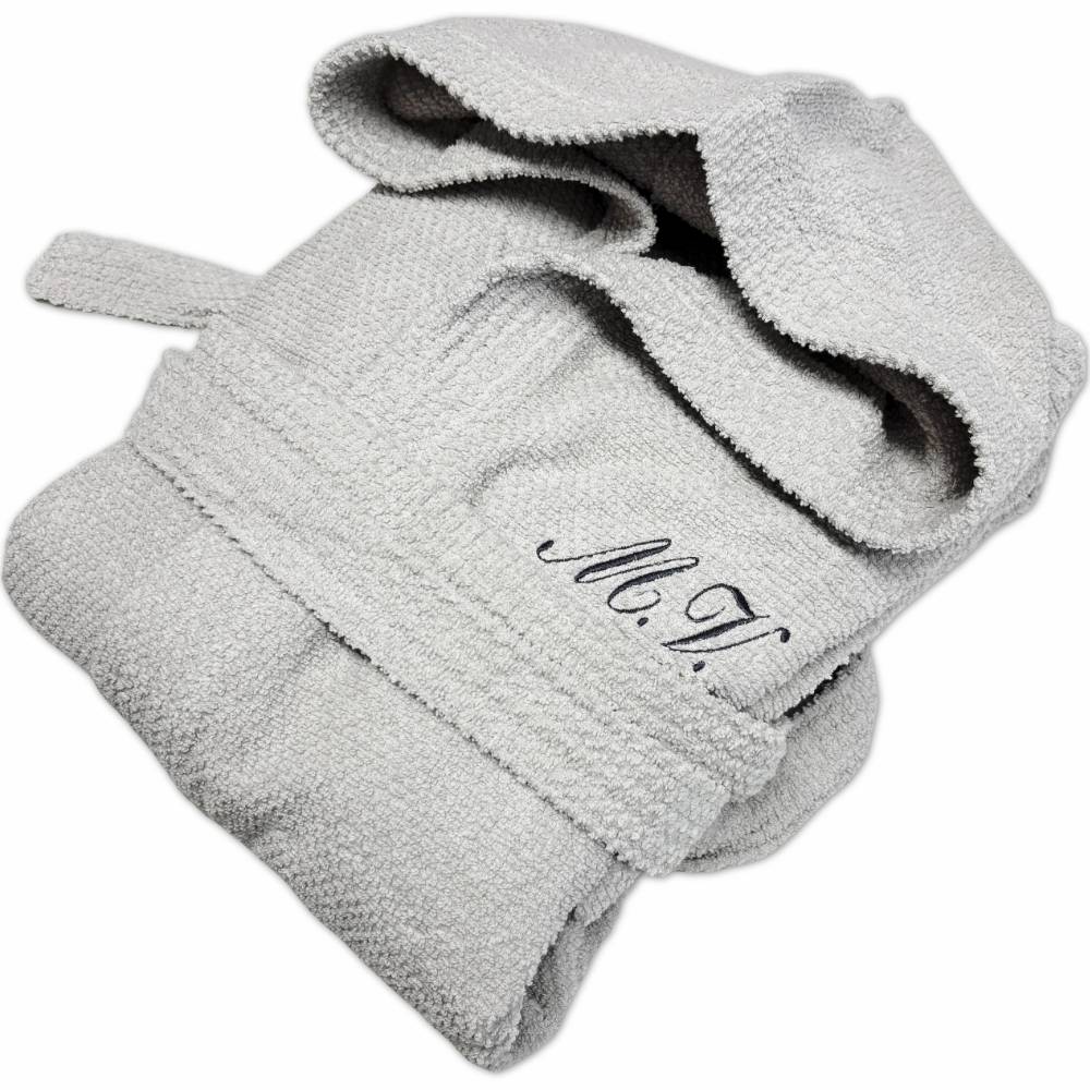 Accappatoio con cappuccio chicco di riso grigio Personalizzato