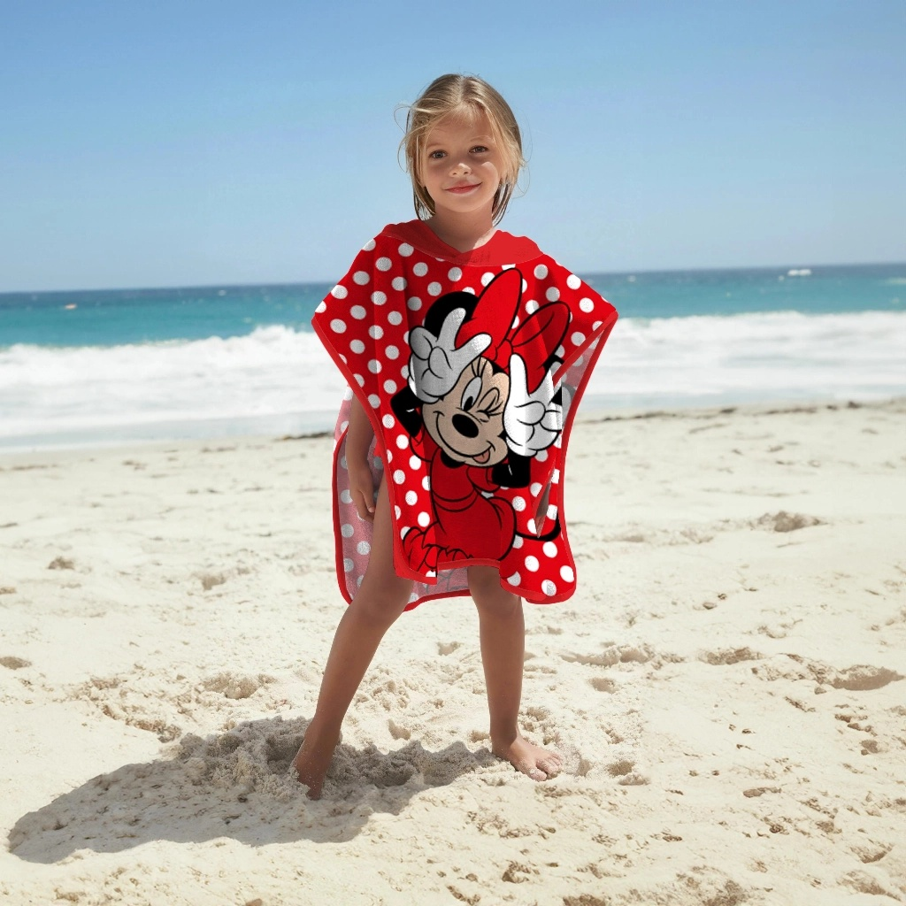 Poncho-Telo Mare Spugna Disney Minnie Pois Personalizzato