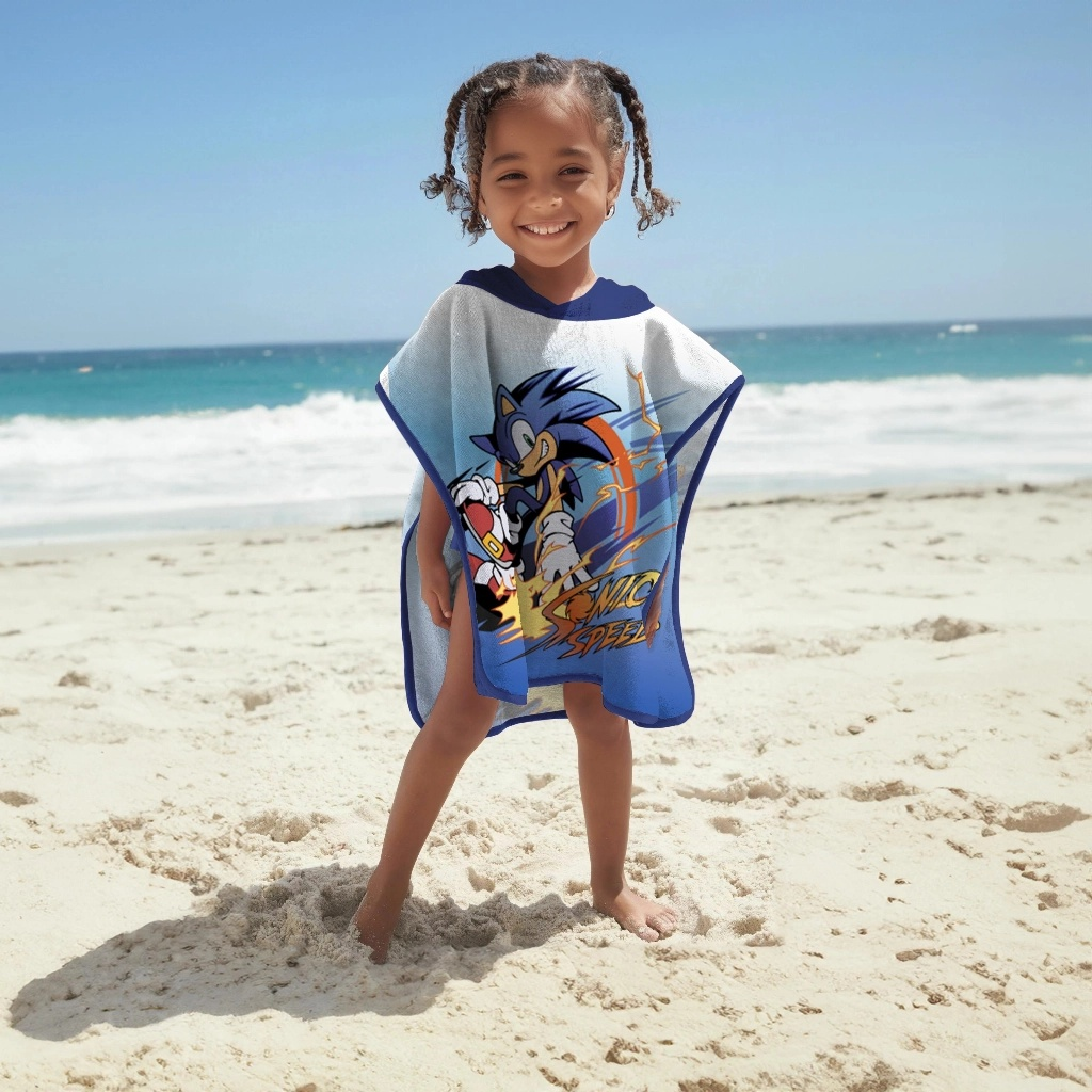 Poncho-Telo Mare Microfibra SEGA Sonic Personalizzato