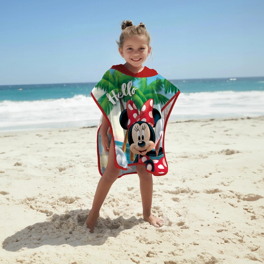 Poncho-Telo Mare Microfibra Disney Minnie Personalizzato