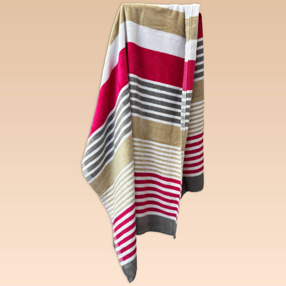 Telo Mare Spugna Multistripe Caorle Fucsia 90 x 165 Personalizzato