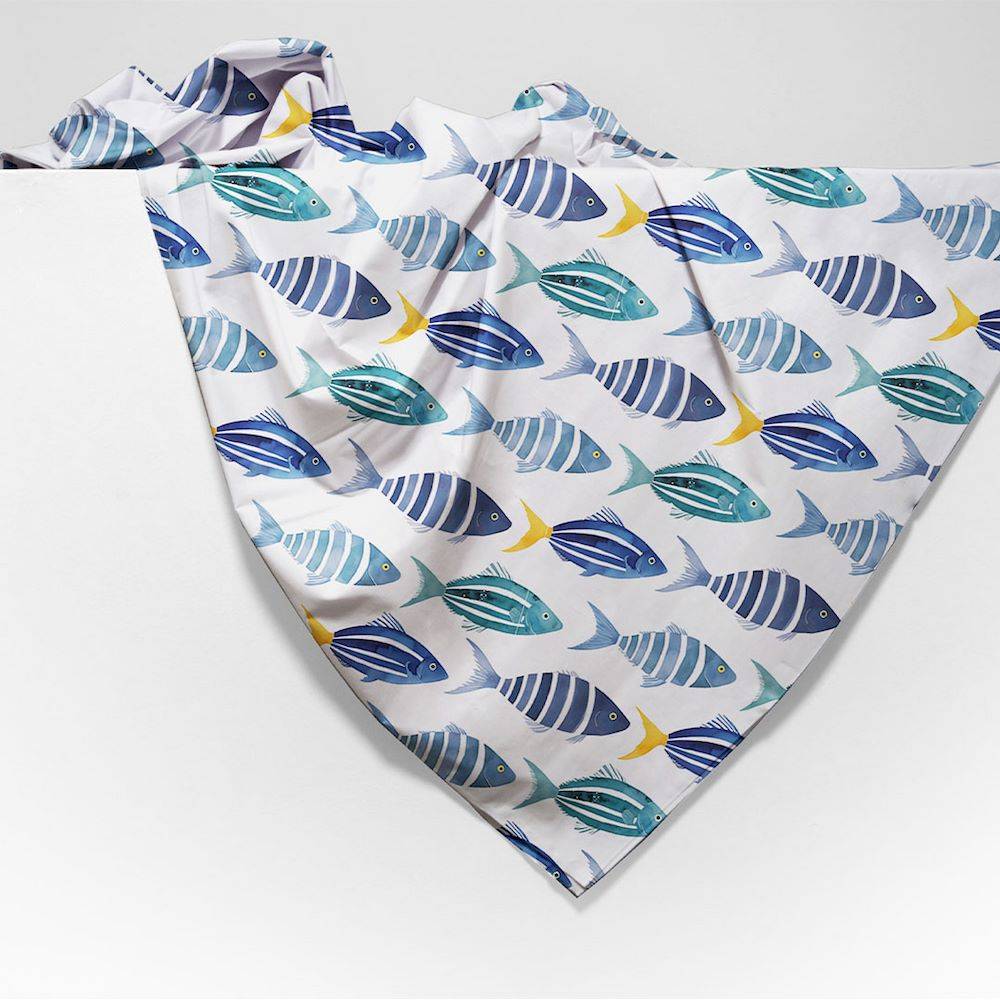 Copritutto Foulard cotone leggero Sespi pesci blu 260 x 295