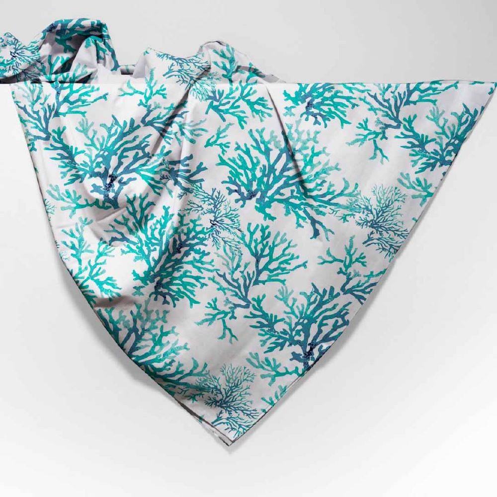 Copritutto Foulard cotone leggero Antille corallo acquamarina 260 x 280