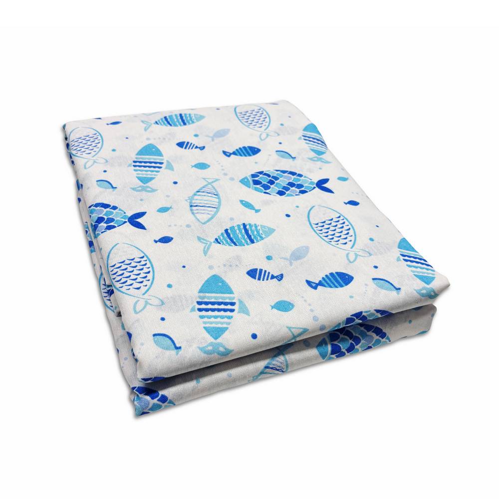 Copridivano copritutto Foulard Playa Pesciolini azzurri 250 x 280