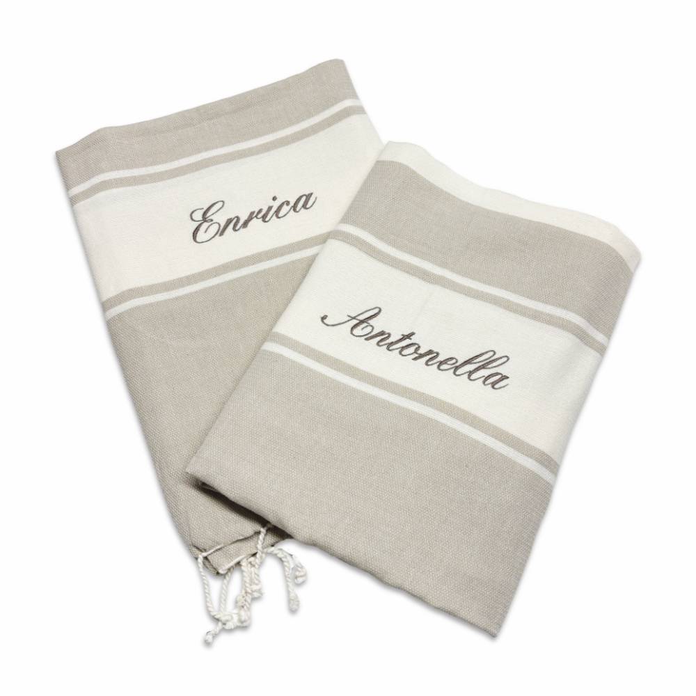 Fouta Telo Mare Versilia beige 100 x 200 Personalizzato